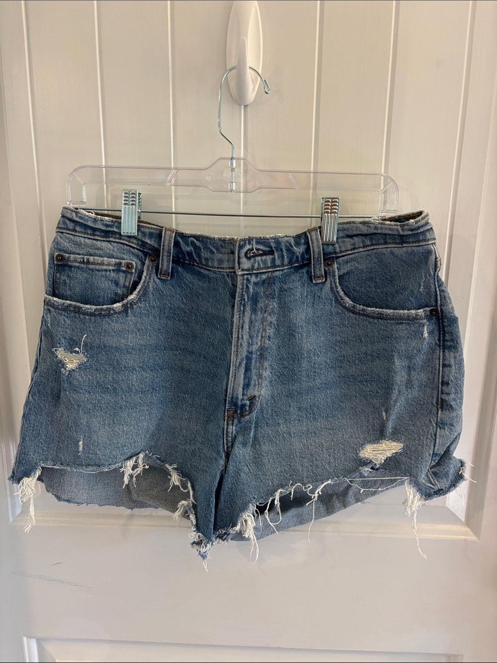 Abercrombie & Fitch Distressed Blue Denim Cutoff Shorts